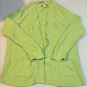 Green waffled open Cardigan linen cotton Sweater Appleseeds St Patrick’s Day